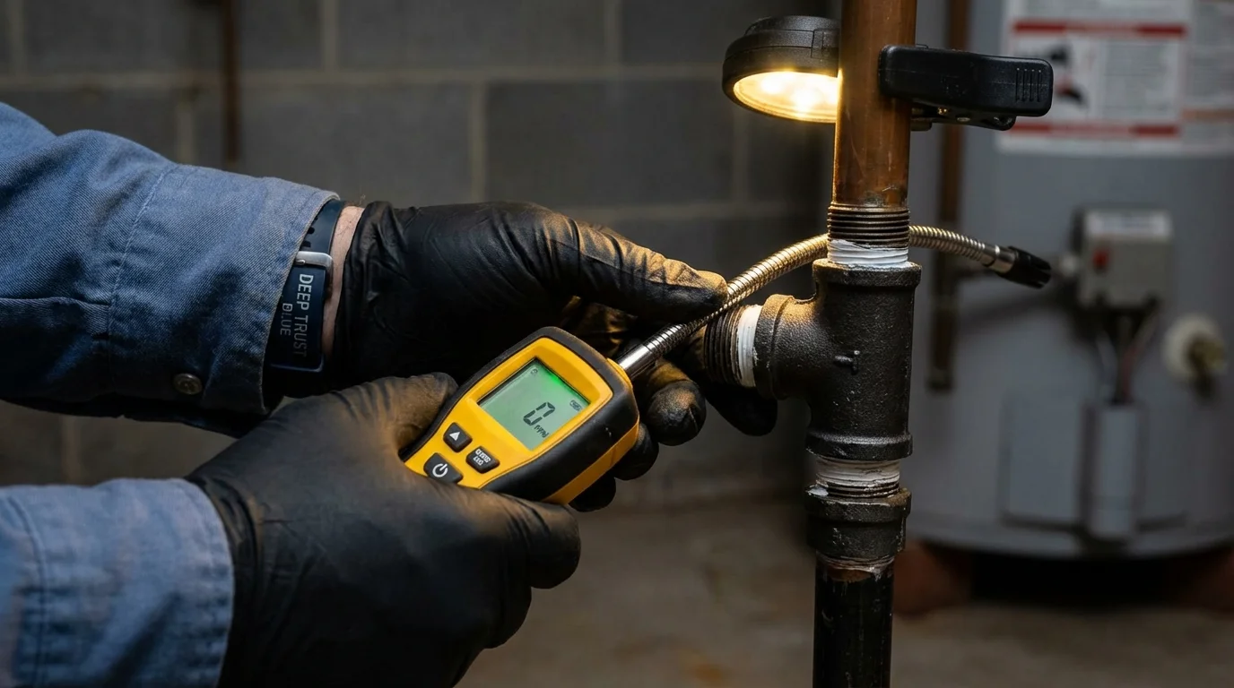Gas leak detection with electronic sniffer by Johns Plumbing LLC in Essex